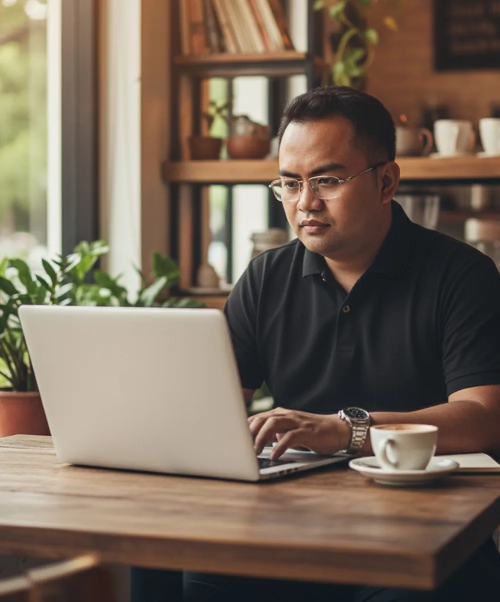 Kevin at work as a web developer